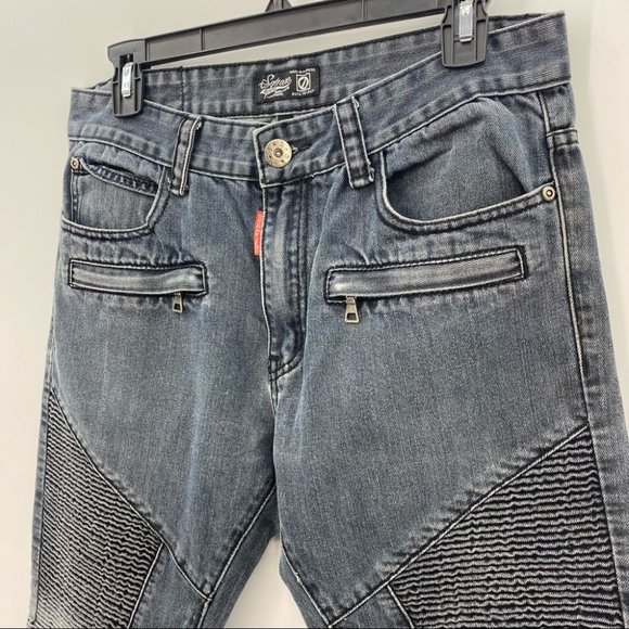 Square Zero- Men’s Moto Dip Dye Distressed Jeans - Picture 9 of 9